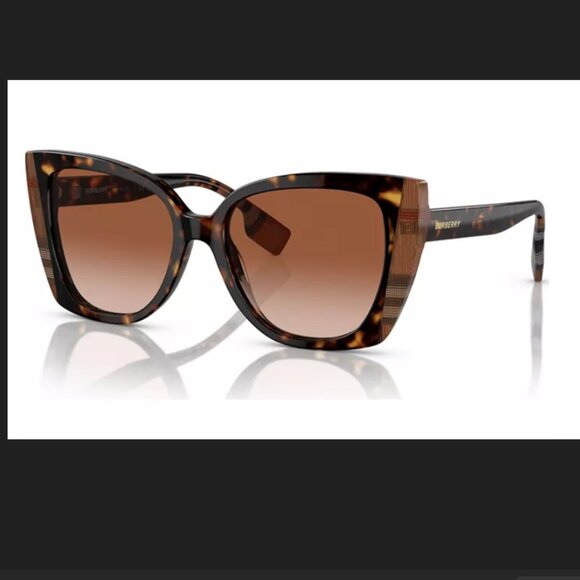 LAST CHANCE SALE - NEW Burberry, BE4393 Meryl. Dark Havana, Check Brown - Picture 2 of 6